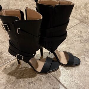 SHEIN Black Strappy Heeled Boots